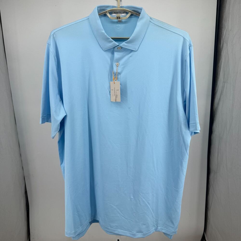 Peter Millar Summer Comfort Holden Jersey Golf Polo Shirt Mens 3XL Blue Sports